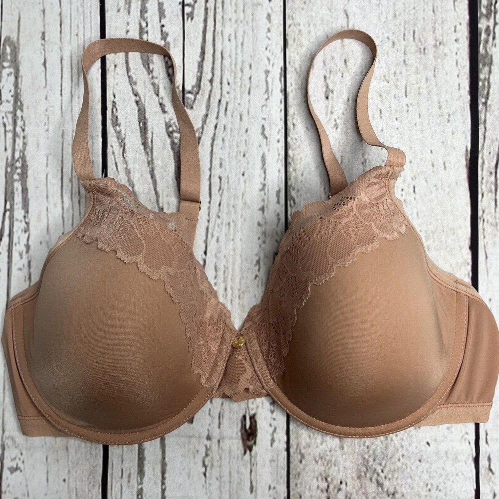 Natori Bra 36C Beige Pure Luxe Contour Underwire Lace Trim